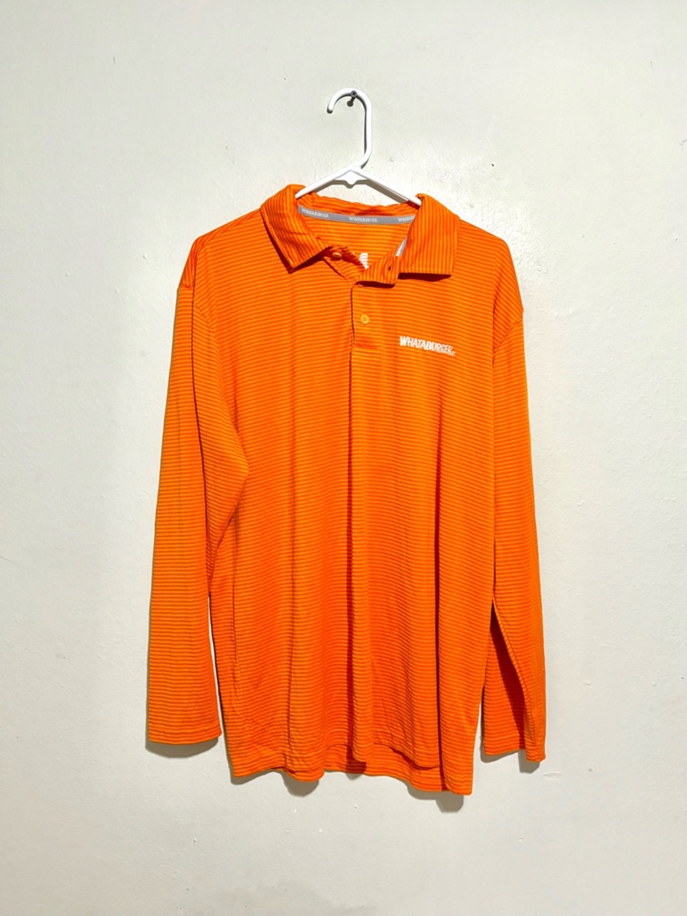 Whataburger Restaurant Employee Uniform Polo Shirt Striped Embroidered Size L